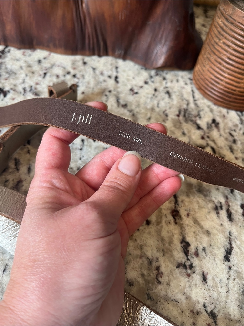 J. Jill Metallic Silver Leather Belt - Picture 5 of 7